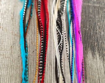 Extensiones de plumas con clip - anchas - elige tu color