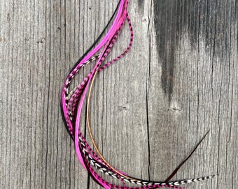 Extensiones de plumas con clip - estrechas - elige tu color