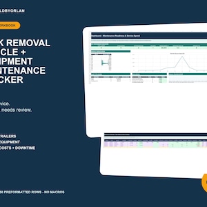 Junk Removal Vehicle & Equipment Maintenance Tracker for Excel