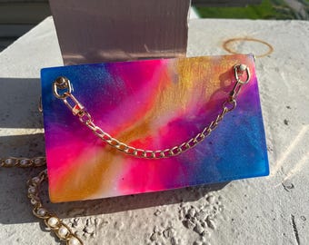 Glow in the Dark Handmade Resin Clutch Purse
