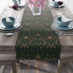 Table Runner, Violet and Columbine, William Morris, Farmhouse Table, Kitchen Decor, Rectangle