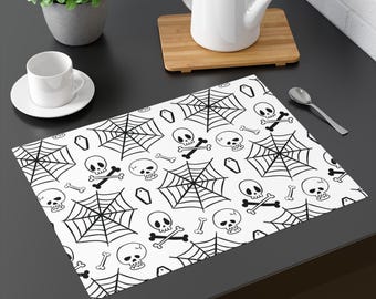 Skull Spiderweb Placemat | Halloween Placemat | Kitchen Decor | 1pc
