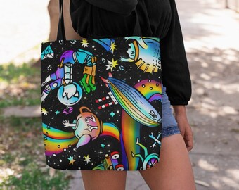 Psychedelic Outer Space Beach Bag