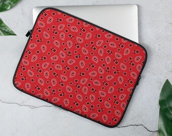 Red Bandanna Paisley Pattern Laptop Sleeve