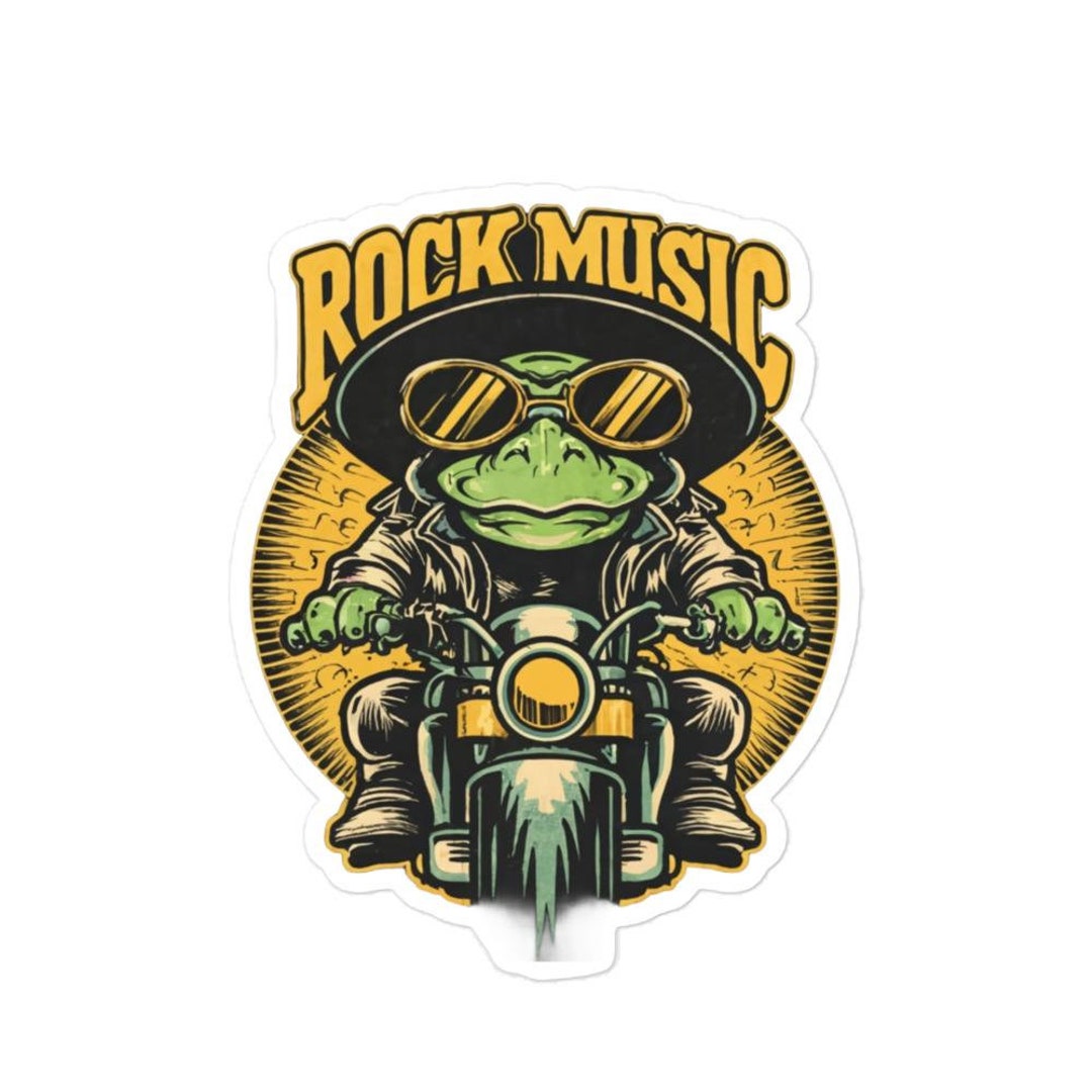 Rough Rider Toad Sticker Toad Riding A Motorcycle Sticker Frog Wearing Sunglasses Rock Music ...