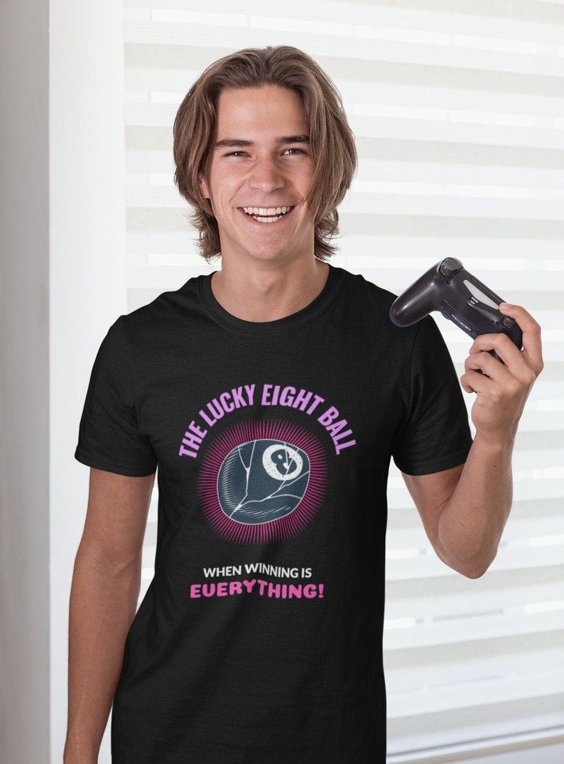 The Lucky Eight Ball,Gamer t-shirt, Gambling t-shirt, Billiards t-shirt,Alcohol t-shirt,Bar t-shirt, Short-Sleeve Unisex T-Shirt image 3