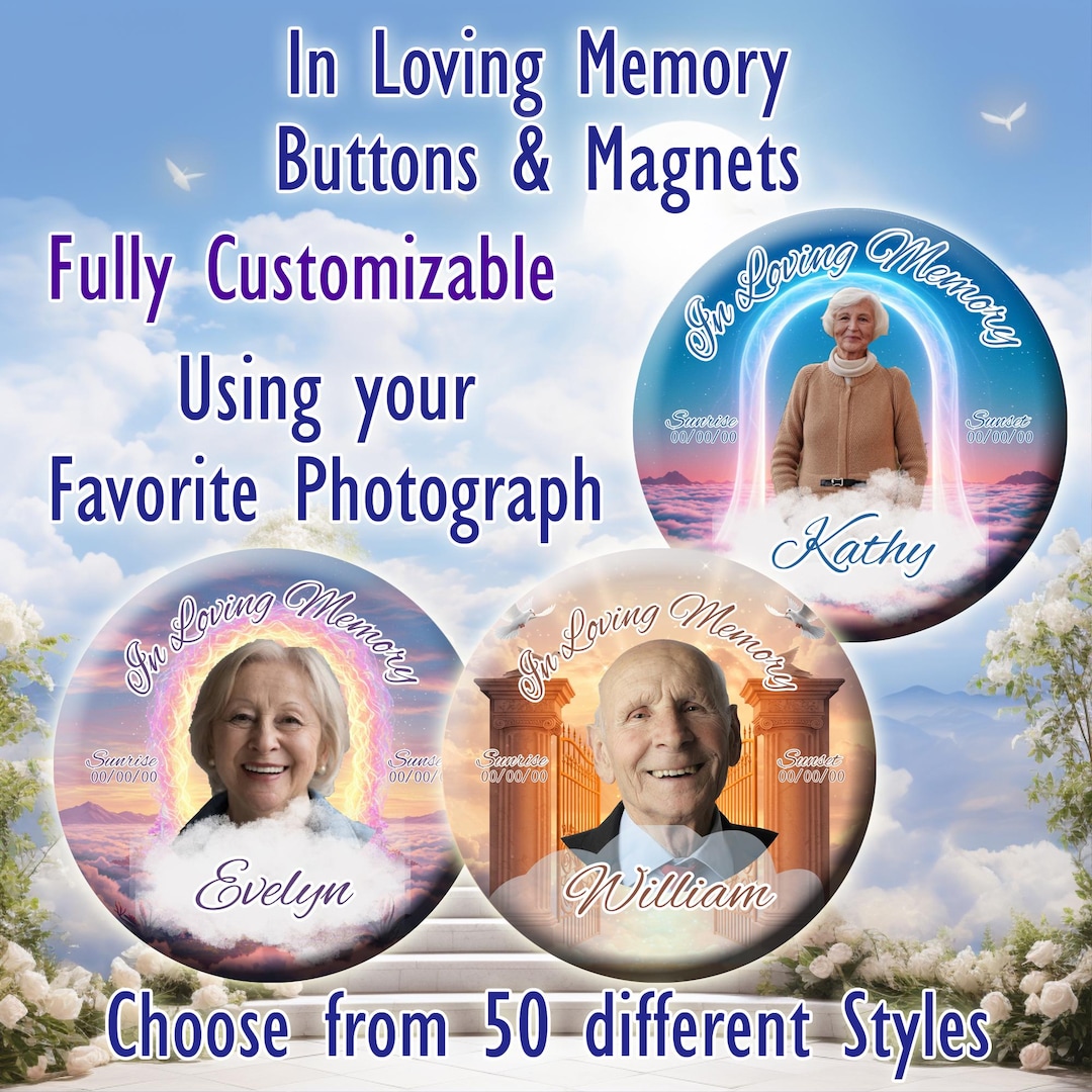 Kb Memory Buttons In Memory of / Memorial Buttons and Magnets - 2 1/4 Inch Round - Etsy