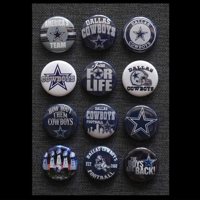 Dallas Cowboys Buttons / Set of 12 / 3 Size Options Etsy