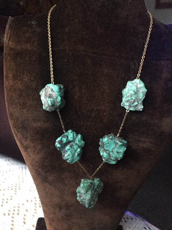 Vintage 1920/30s Matrix Large Nugget Turquoise Nec