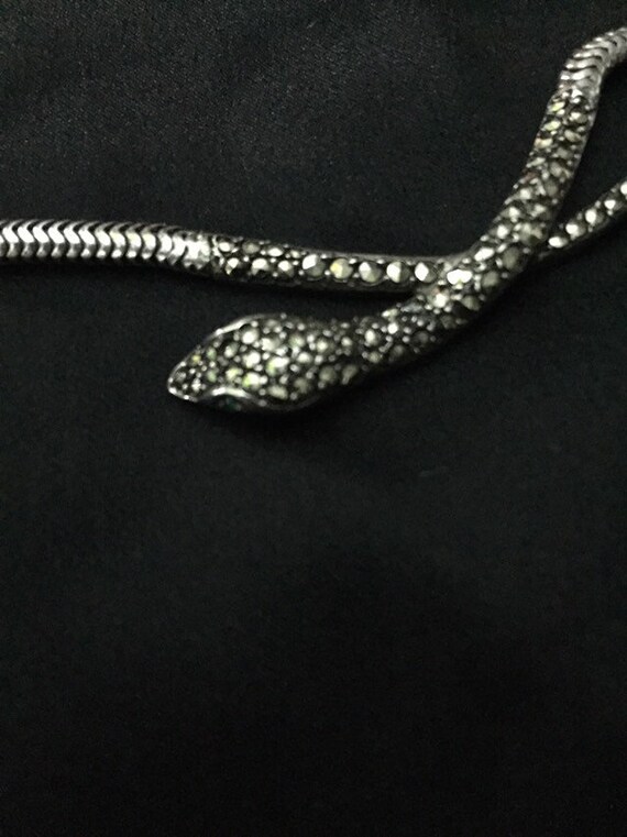 Art Deco Silver Marcasite Snake necklace choker.