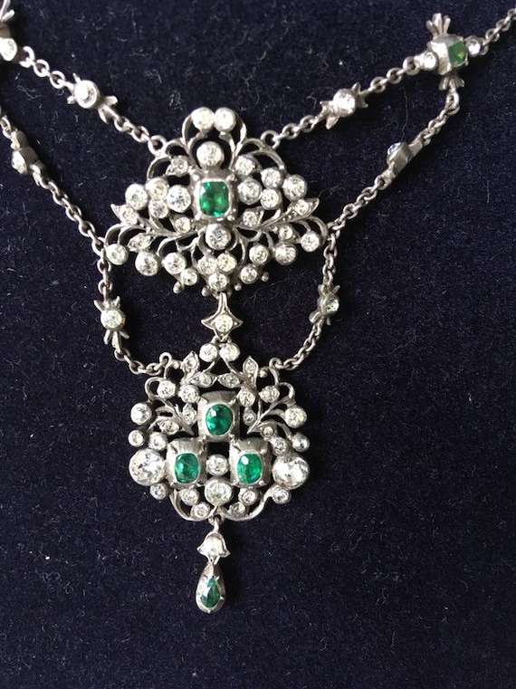 Large Antique Victorian Silver Paste Necklace. Aus