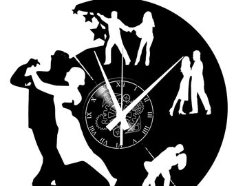 Wall Clock Vinyl Clock - Vintage Handmade - Dance Dancing - Ballo Tango Disco Waltz Dancers