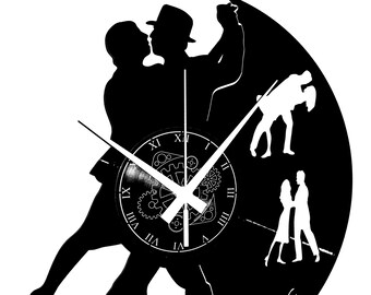 Wall Clock Vinyl Clock - Vintage Handmade - Dance Dancing - Ballo Tango Disco Waltz Dancers