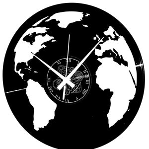 MONDO - Orologio in Vinile da Parete - Mondo Pianeta Viaggio Travel Planisfero Mappamondo