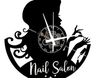 SALÓN DE UÑAS - Reloj de pared de vinilo - Salón de belleza Salón de uñas Esteticista Belleza