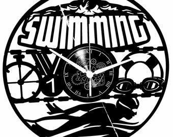 Vinyl Wall Clock - Swimming Sport Swimming Swimmer