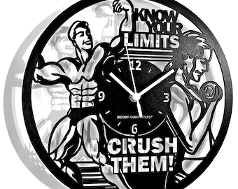 CRUSH YOUR LIMITS - Wooden Wall Clock Gym Sport Body Building