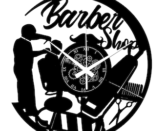 Vinyl Clock Wall Clock - Gift Idea Hair Cutting Hairdresser Barber Shop