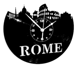 Vinyl Clock Wall Clock - City ROME ITALY TOUR Monuments travel agency