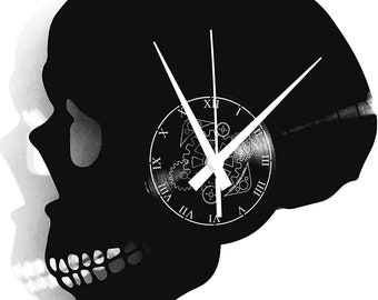 Wall Clock Vinyl Clock - Gift Idea Punk Metal Skull Death
