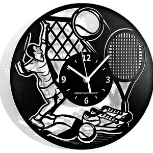 TENNIS - Orologio da parete in legno Sport Tennista Racchetta