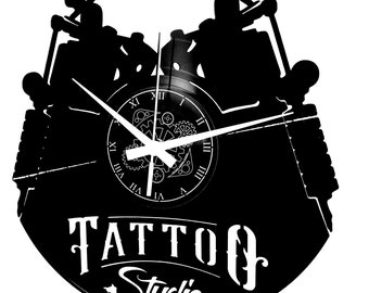 TATTOO STUDIO - Vinyl Wall Clock - Tribal Tattoo Shop Ink Ink Art Tattoo Artist Gift Idea