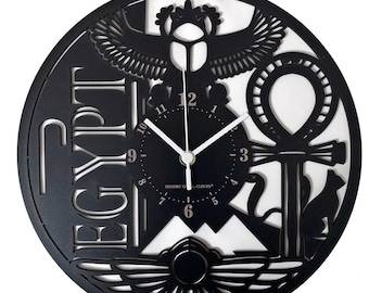 Egypt - Travel Wall Clock Pyramids Horus Symbolism Desert Ankh Ethnic Gift Idea