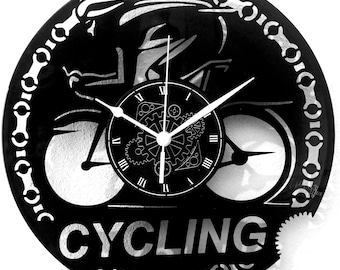 Reloj de pared de vinilo - CICLISMO - Ciclismo de ruta - Idea de regalo para decoración del hogar