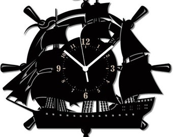 VOILE - Horloge Murale Bateau Mer Idée Cadeau Bois