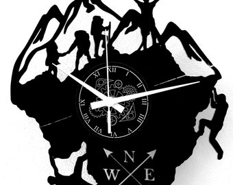 Vinyl Clock Wall Clock - Gift Idea Climbing Mountain Climbing