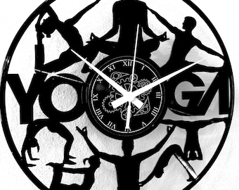 Wall Clock Vinyl Clock - Vintage Handmade - Cosmology Kabbalah Namasté Fitness Meditation Yoga