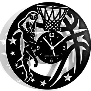 BASKETBALL - Horloge murale en bois de sport de basket-ball