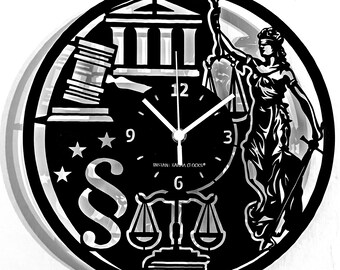 LAWYER - Wooden Wall Clock - Judge Notary Law Law Firm Jurisprudence Gift Idea