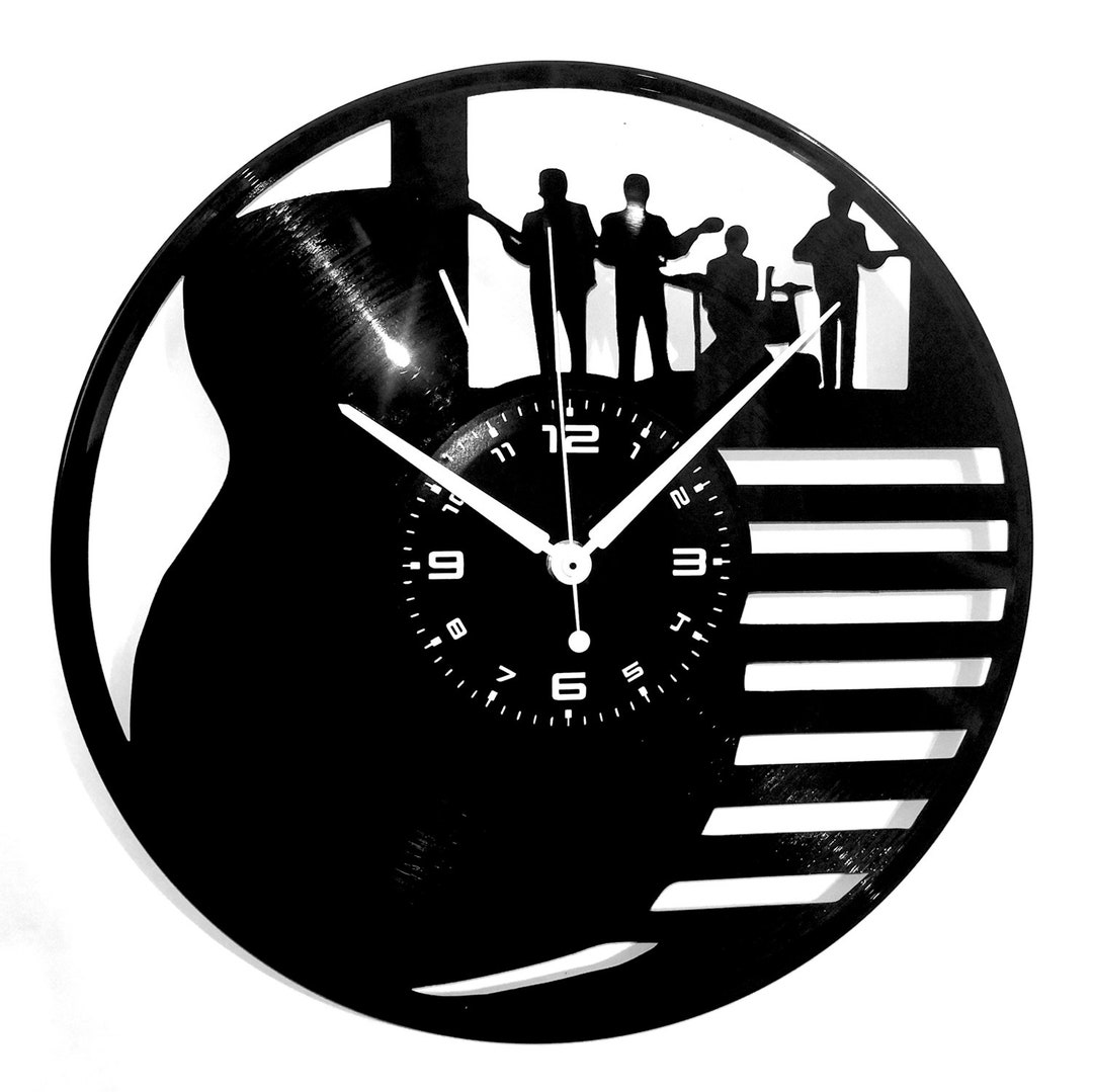 Wall Clock Vinyl Clock Idea Gift Guitar Battery Bass Etsy