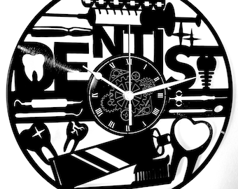 Reloj de pared de vinilo - PRÁCTICA DENTAL - DENTISTA - Idea de regalo de clínica