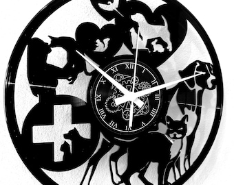 Reloj de pared de vinilo: idea de regalo para veterinarios, gatos, perros y clínicas veterinarias.