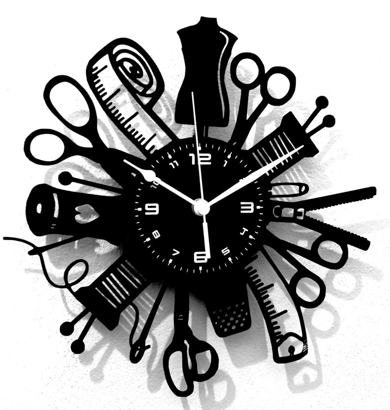 Orologio da parete Vinyl Clock MACCHINA SEWING CUCIRE Ricamare Accessori Idea Regalo Donna immagine 1
