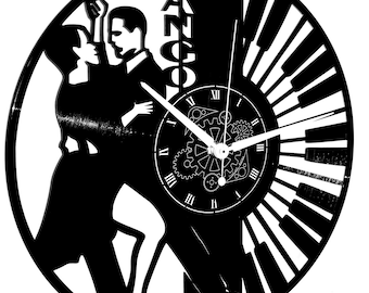 Tango Dance Wall Clock, Couple Dancers Themed, Original Gift Idea, Vinyl Record