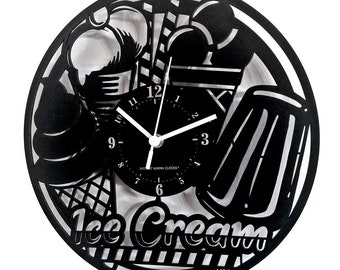 Ice Cream Wall Clock Ice Cream Shop Wooden Gift Idea