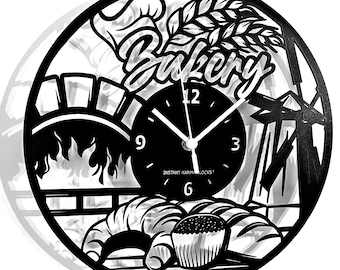 BAKERY - Wooden Wall Clock Oven Baker Pastry Shop