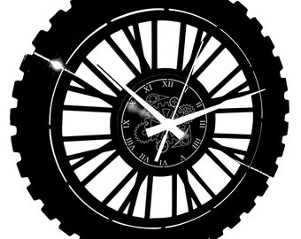 Vinyl Wall Clock Lp 33 Laps Handmade Vintage Gift Idea - Race Track Race Enduro Motocross Motorcycle