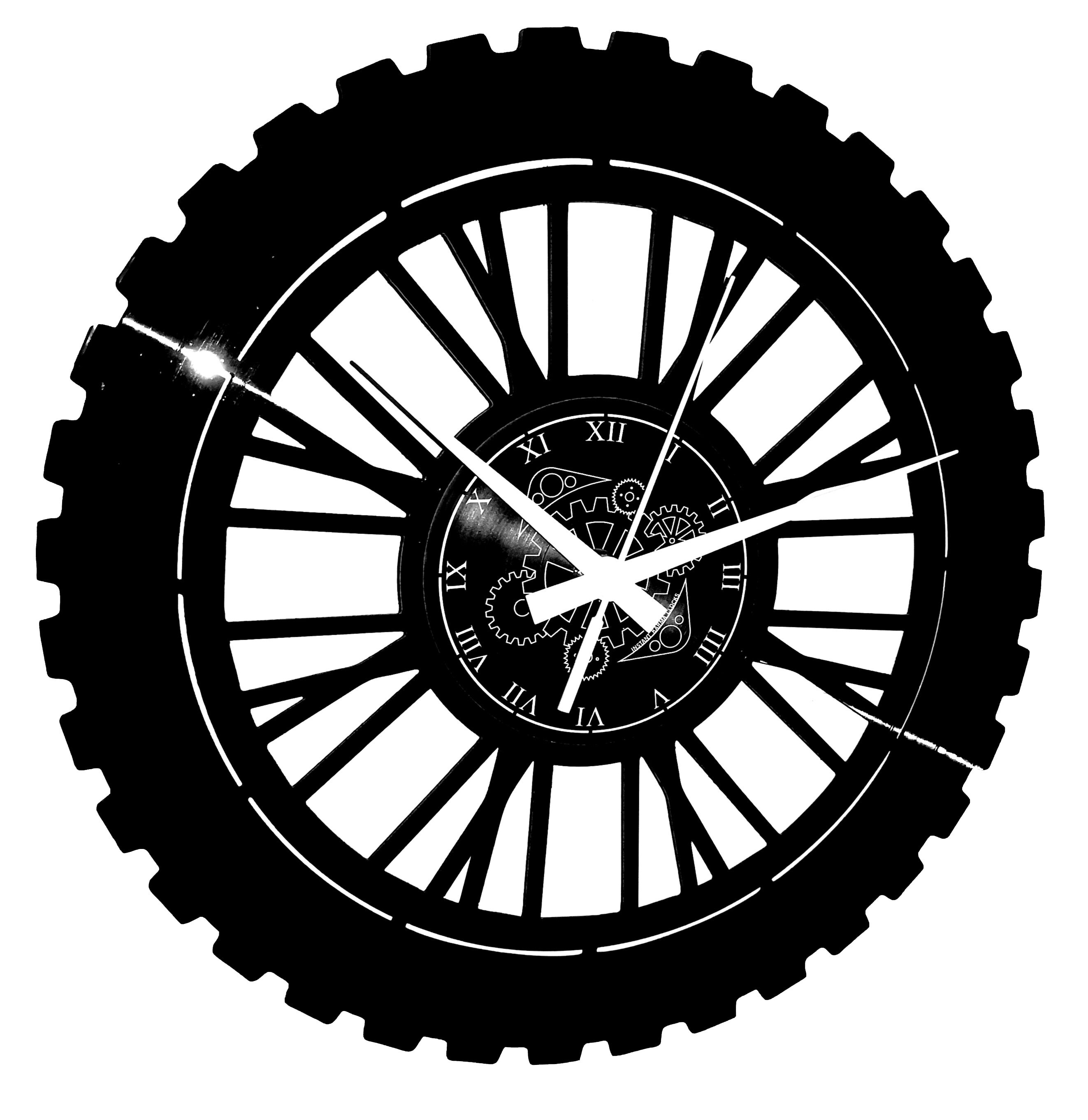 Gorgeous Handmade Vintage-Look Vinyl Motocross-Inspired Wall Clock
