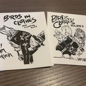 Birds in Clothes 1 & 2 - Mini Coloring Book Zine