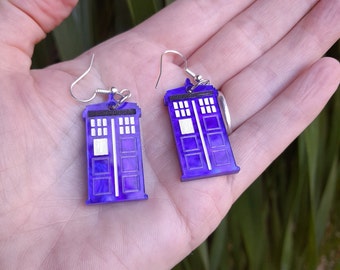 Handmade Acrylic Tardis Earrings