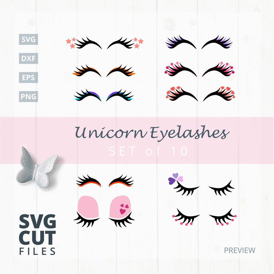 Unicorn Eyelashes Set SVG Cut File svg dxfeps png unicorn | Etsy