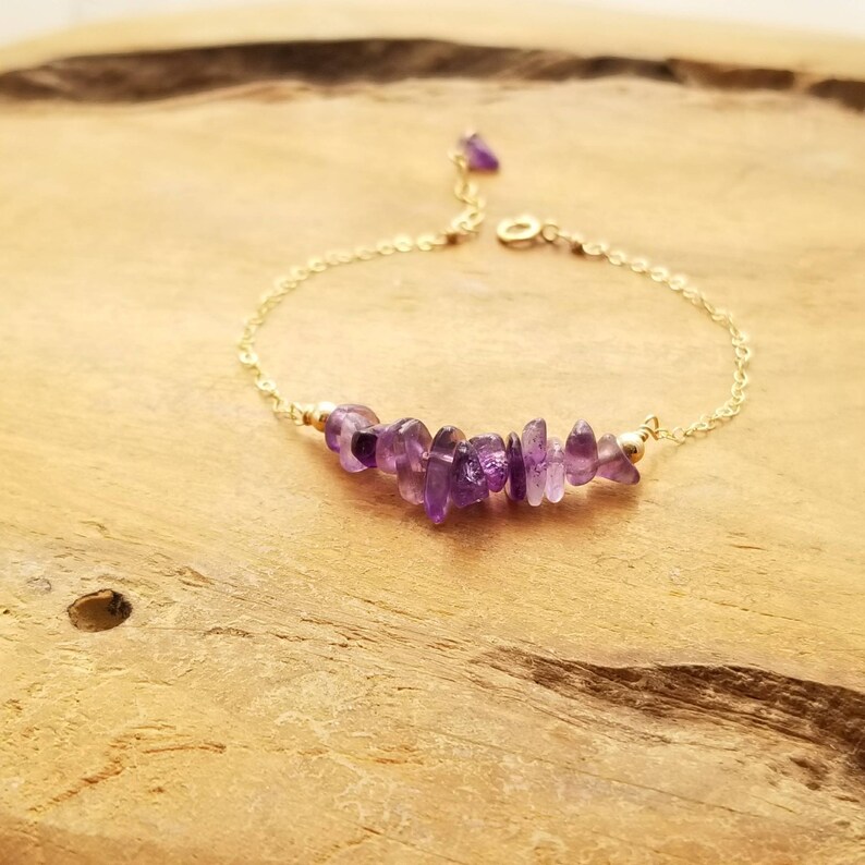 Raw Amethyst Bracelet Amethyst Bracelet Raw Gemstone Etsy