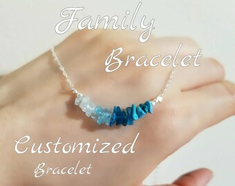 Family Bracelet, Mom Bracelet, Personalized Bracelet,Raw Aquamarine Bracelet, Raw Stone Bracelet, Bestfriend Bracelet, Personalized Bracelet