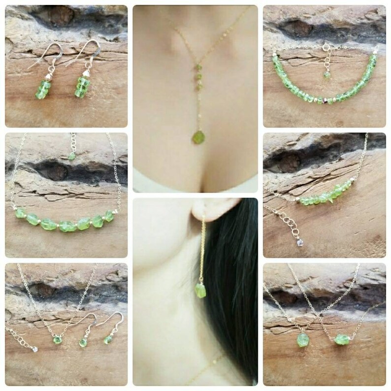 Agust Birthstone Peridot Jewelry Set Peridot Necklace Tiny Peridot Necklace Agust Birthday Gift Peridot Choker Necklace