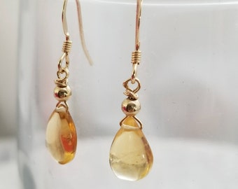 Citrine Drop Earrings, Yellow Gem Earrings, November  Birthstone Earrings, Citrine Earrings, November birthday Gift, Citrine Dangle Earrings