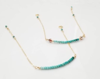 Real Arizona Ombre Turquoise Bracelet, Mom and Daughter Bracelet, Turquoise Bracelet, Baby Bracelet, Kid Bracelet, Gift for Her